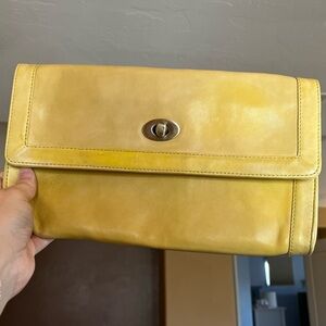 Anthropologie Pale Yellow leather Clutch